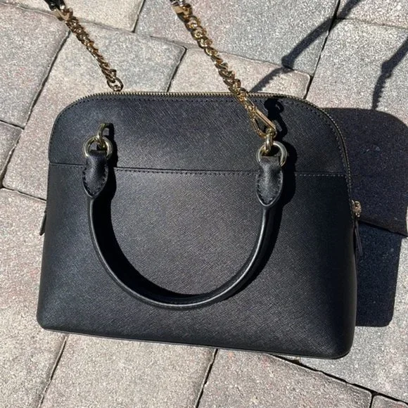 Michael Kors Jet Set Travel Medium Saffiano Leather Dome Satchel Black - Picture 16 of 16